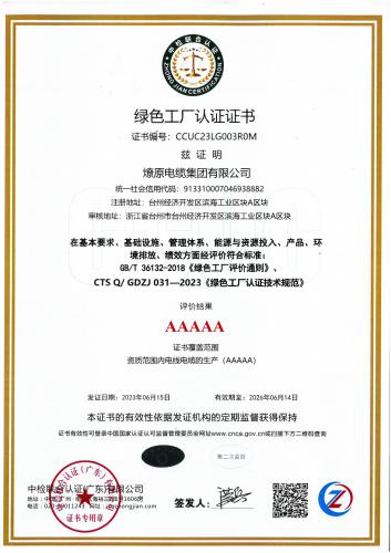 绿色工厂证书