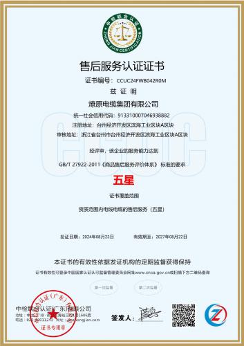 After sales Service Certification Certificate